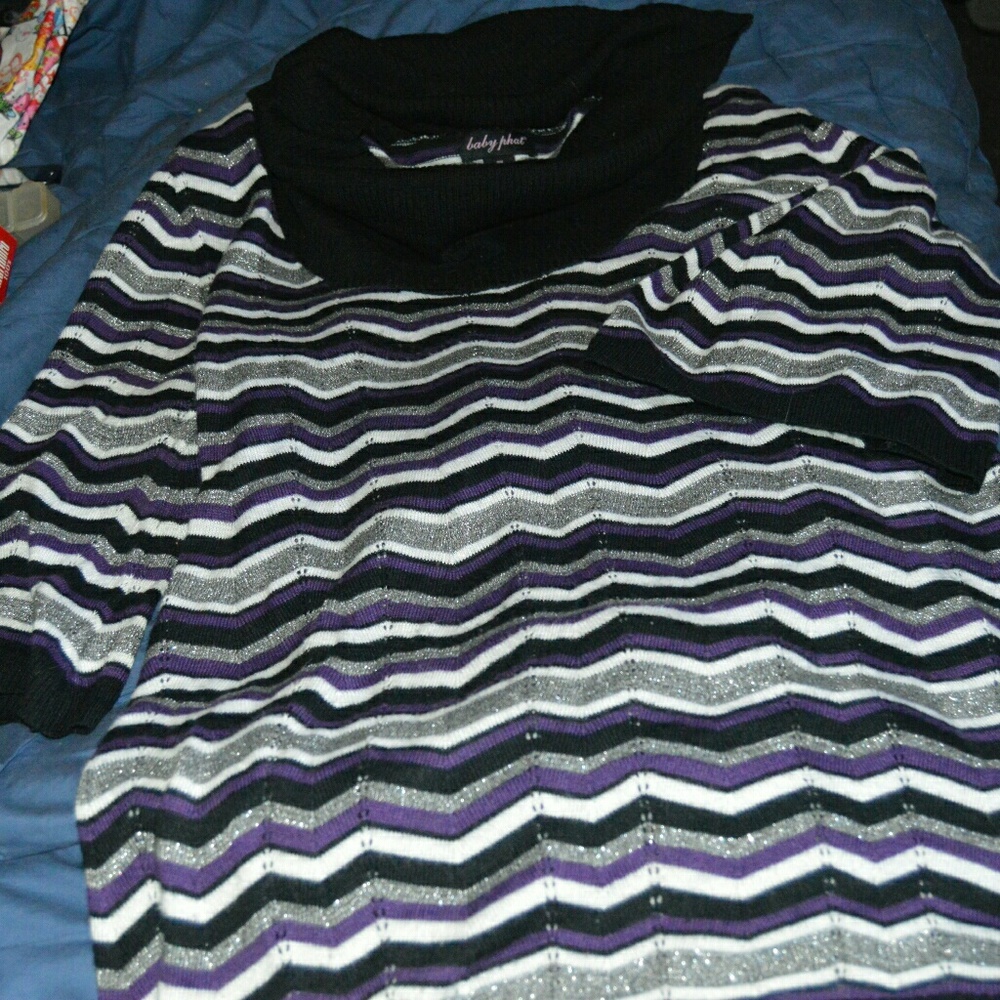 Baby Phat Metallic Striped Sweater